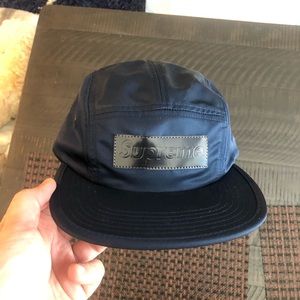 Supreme Patent Leather Patch Camp Cap Navy